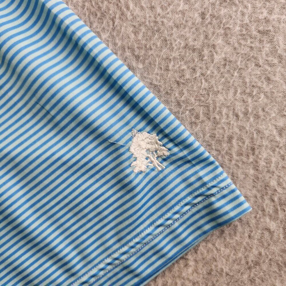 Straight Down Shirt Mens L Blue Striped Golf Performance Polo Ultralightweight - Picture 4 of 12